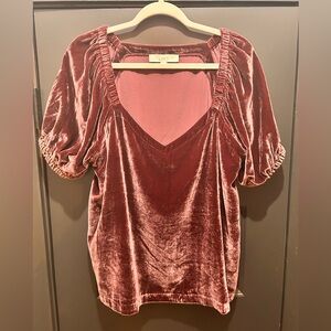 LOFT Velvet Blouse in Deep Burgundy